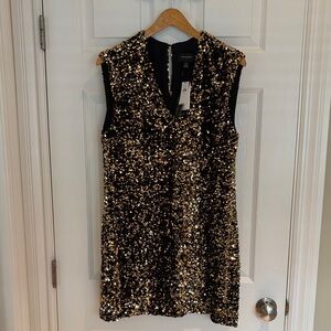 Banana Republic Black and Gold Sequin Mini Dress